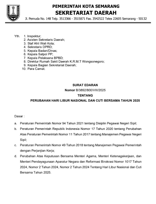 Perubahan Hari Libur Nasional dan Cuti Bersama Tahun 2025